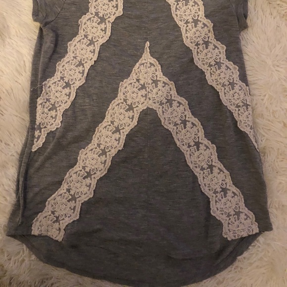Maurices Grey/ Lace Tee Shirt - Picture 2 of 5